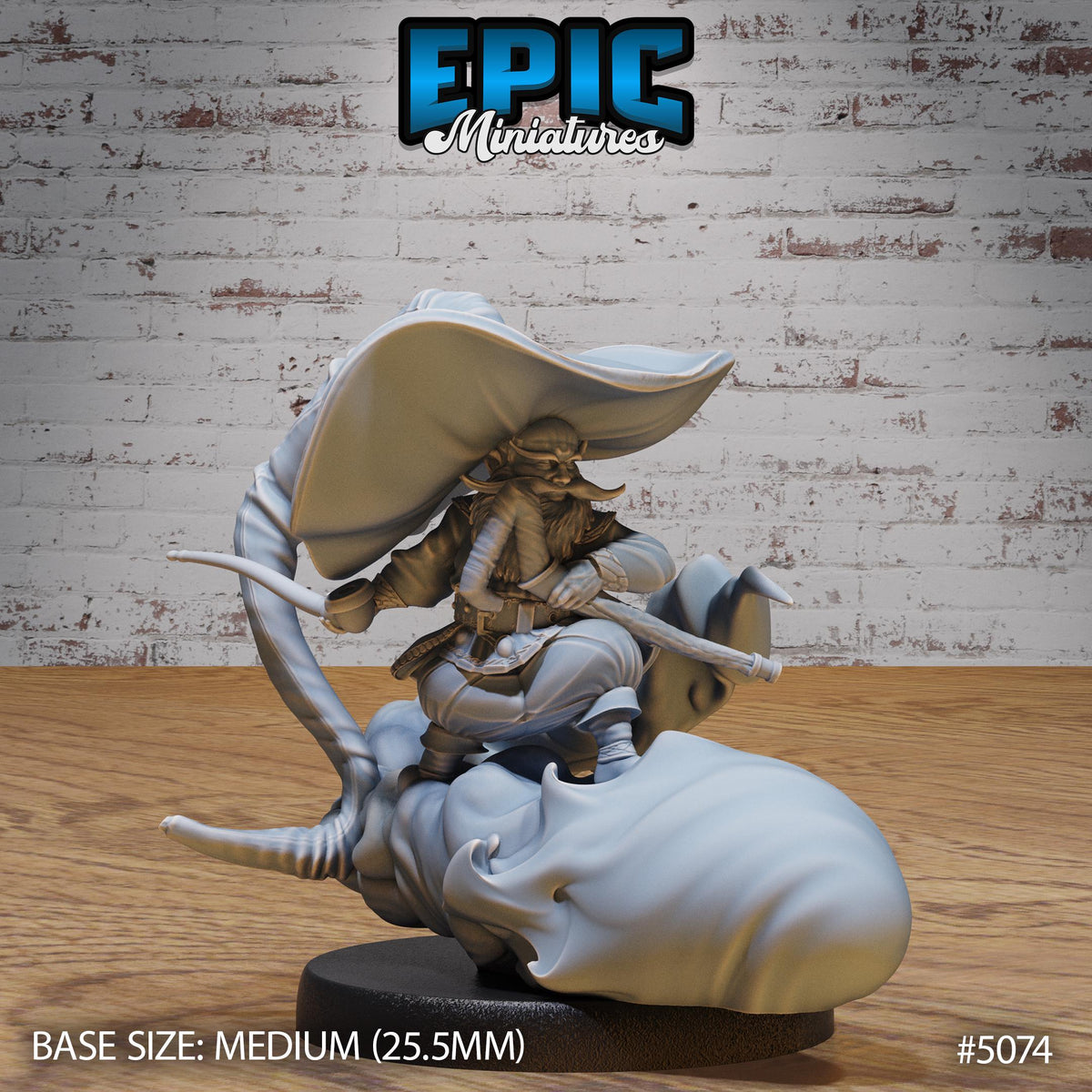 Gnome Wizard Option #5074 front DND miniature Halfling Meadows 16k resin