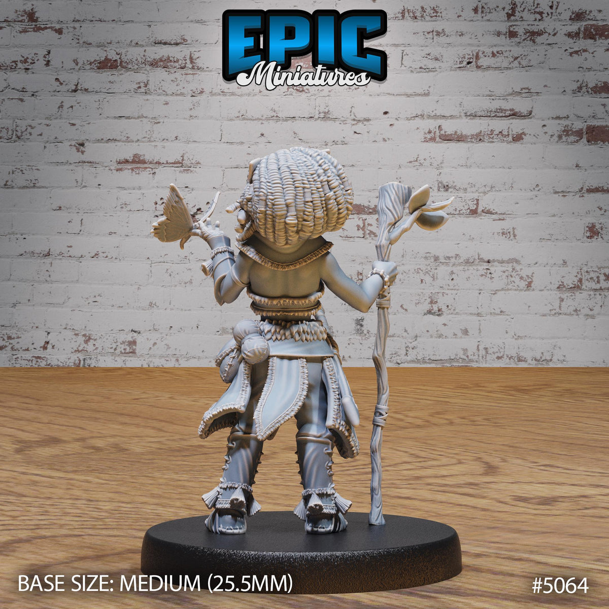 Halfling Druid Female Option #5064 back DND miniature Halfling Meadows 16k resin