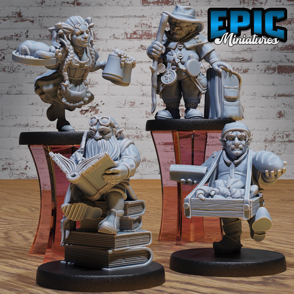 Halfling Villager Set of 8 DND Miniatures Halfling Meadows Hobbit Librarian Baker Traveler Waitress Jeweler Alchemist Sewer Confectioner DND miniature photo 10