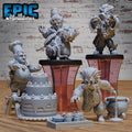 Halfling Villager Set of 8 DND Miniatures Halfling Meadows Hobbit Librarian Baker Traveler Waitress Jeweler Alchemist Sewer Confectioner DND miniatures group photo