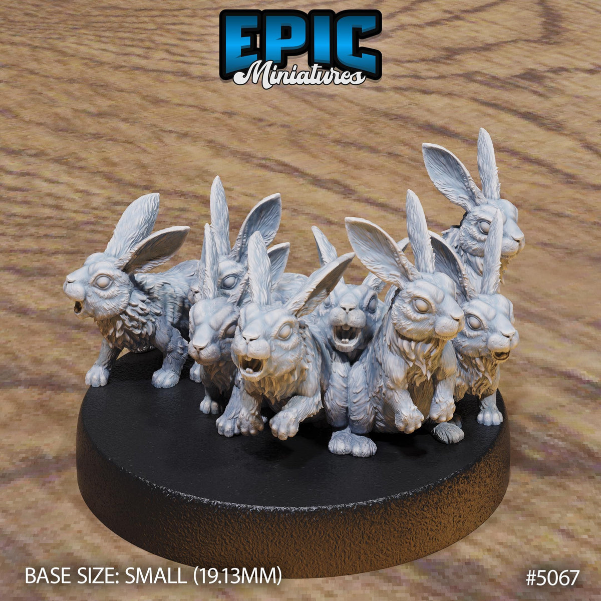 Rabbit Swarm Option #5067 front DND miniature Halfling Meadows 16k resin