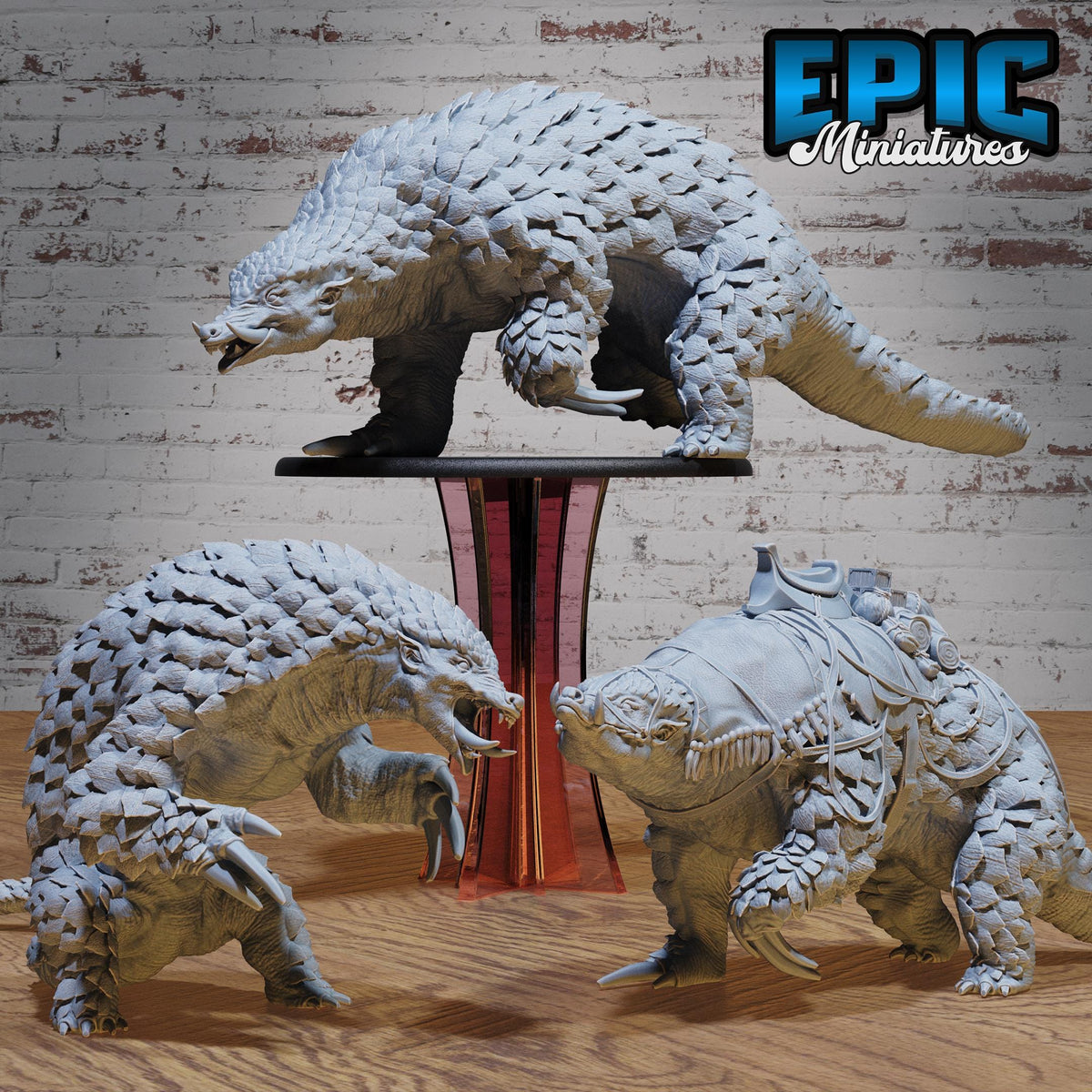 Giant Armadillo Set of 3 DND miniatures group photo Halfling Meadows