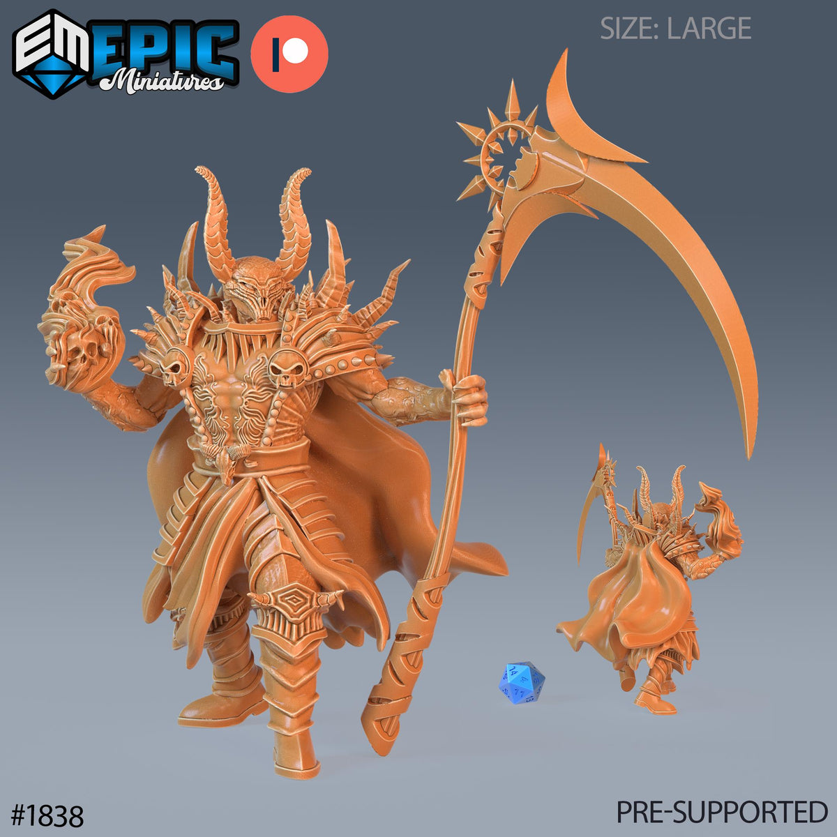 Devil Warlord Option #1838 front DND miniature Deadly Sins 16k resin
