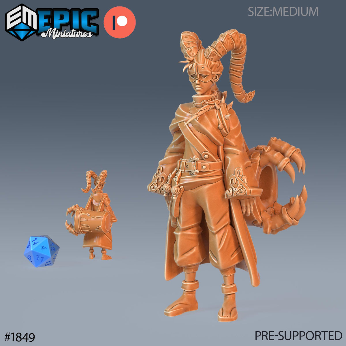 Warlock Apprentice Option #1849 front DND miniature Deadly Sins 16k resin