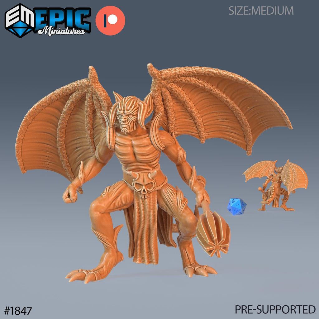 Winged Devil Army 4 winged front DND miniature Deadly Sins 16k resin
