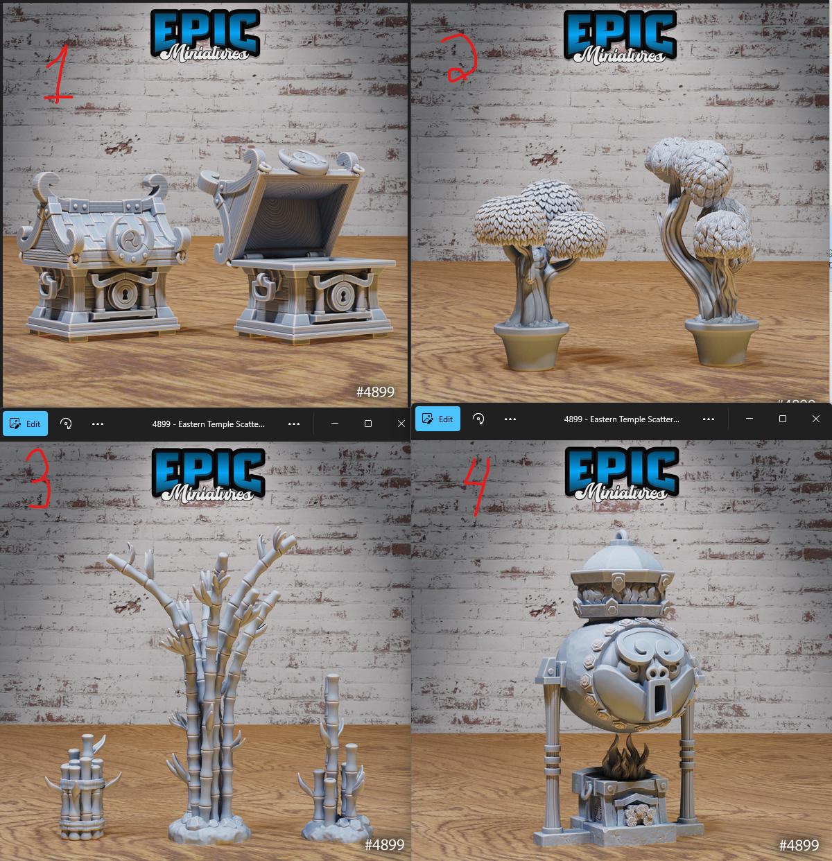 Eastern Temple Scatter Terrain Option #4899 front DND miniature Legends of the East 16k resin