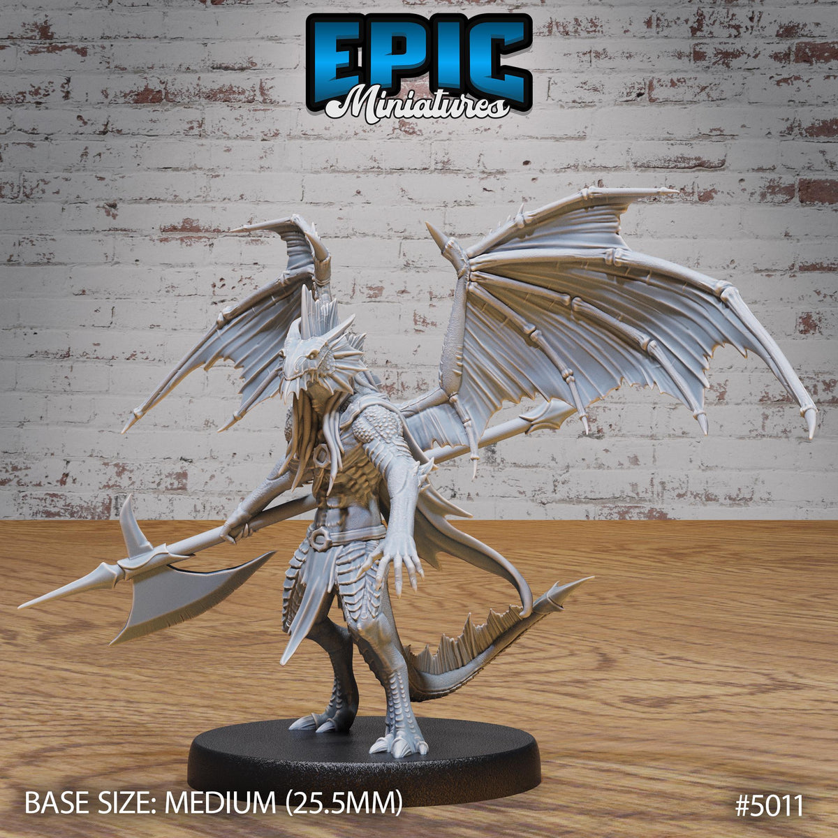 Draconic Demon Silver Option #5011 front DND miniature Hells Wrath 16k resin