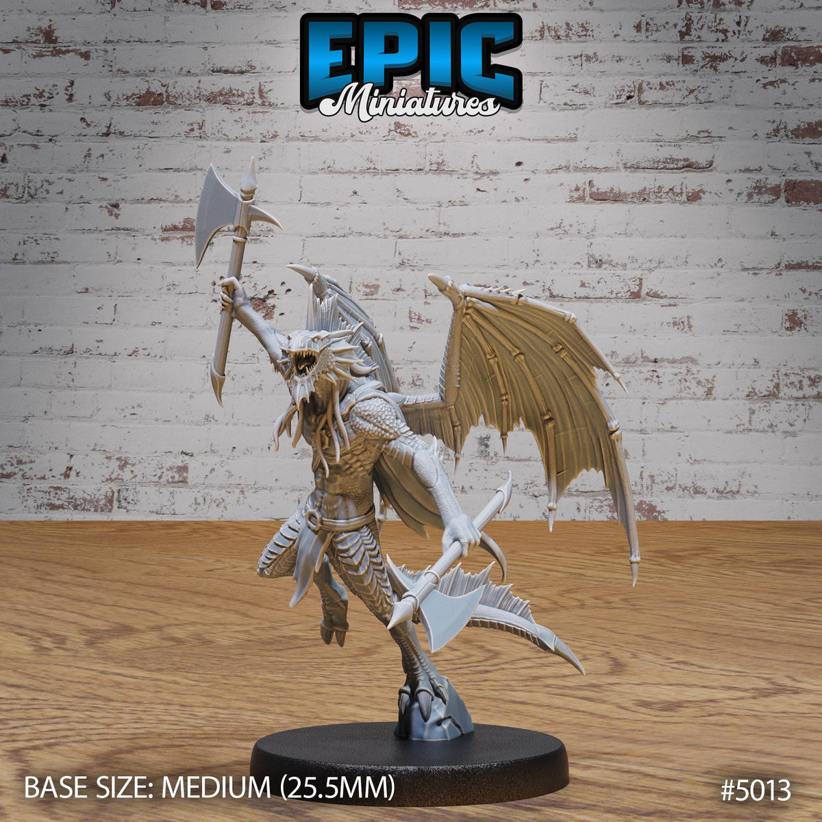 Draconic Demon Silver Option #5013 front DND miniature Hells Wrath 16k resin