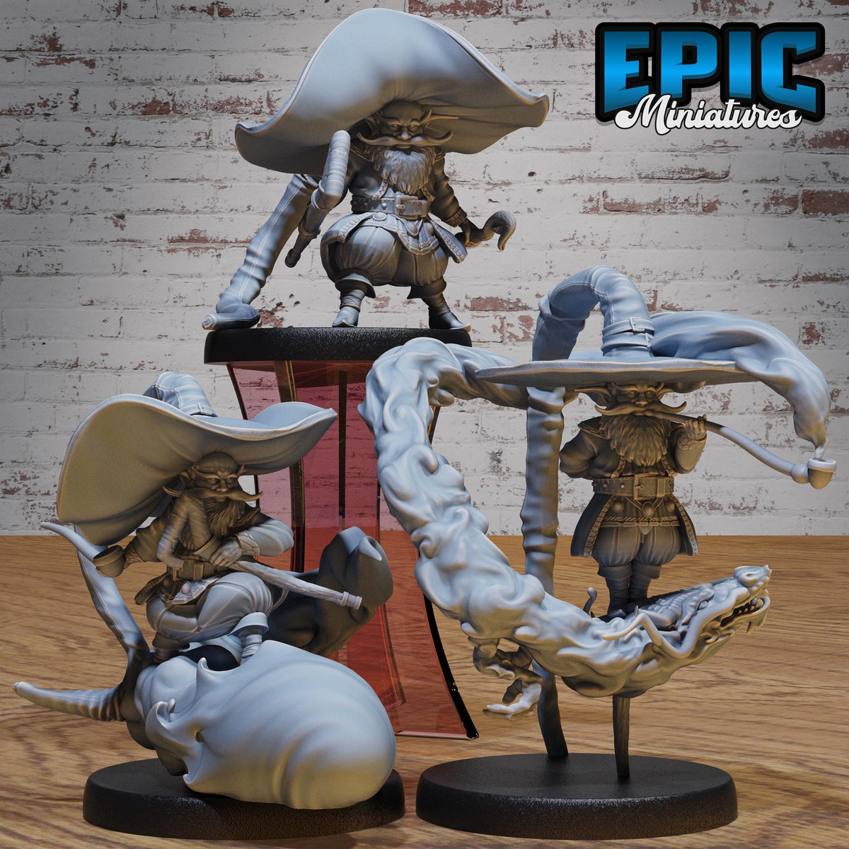 Gnome Wizard Set of 3 DND miniatures group photo Halfling Meadows