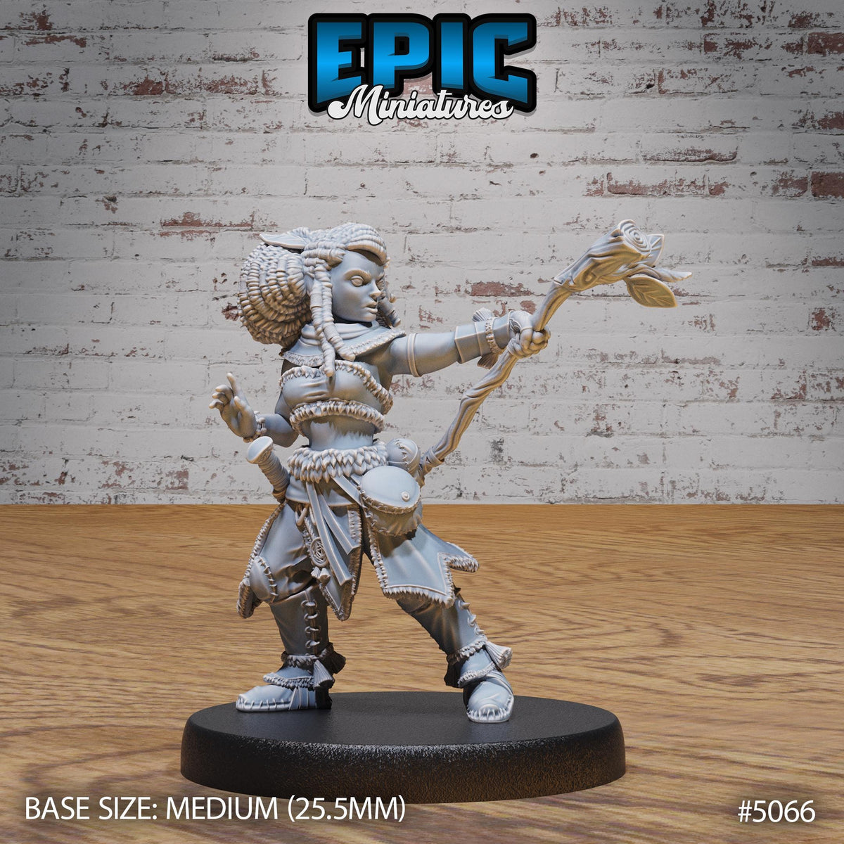 Halfling Druid Female Option #5066 front DND miniature Halfling Meadows 16k resin