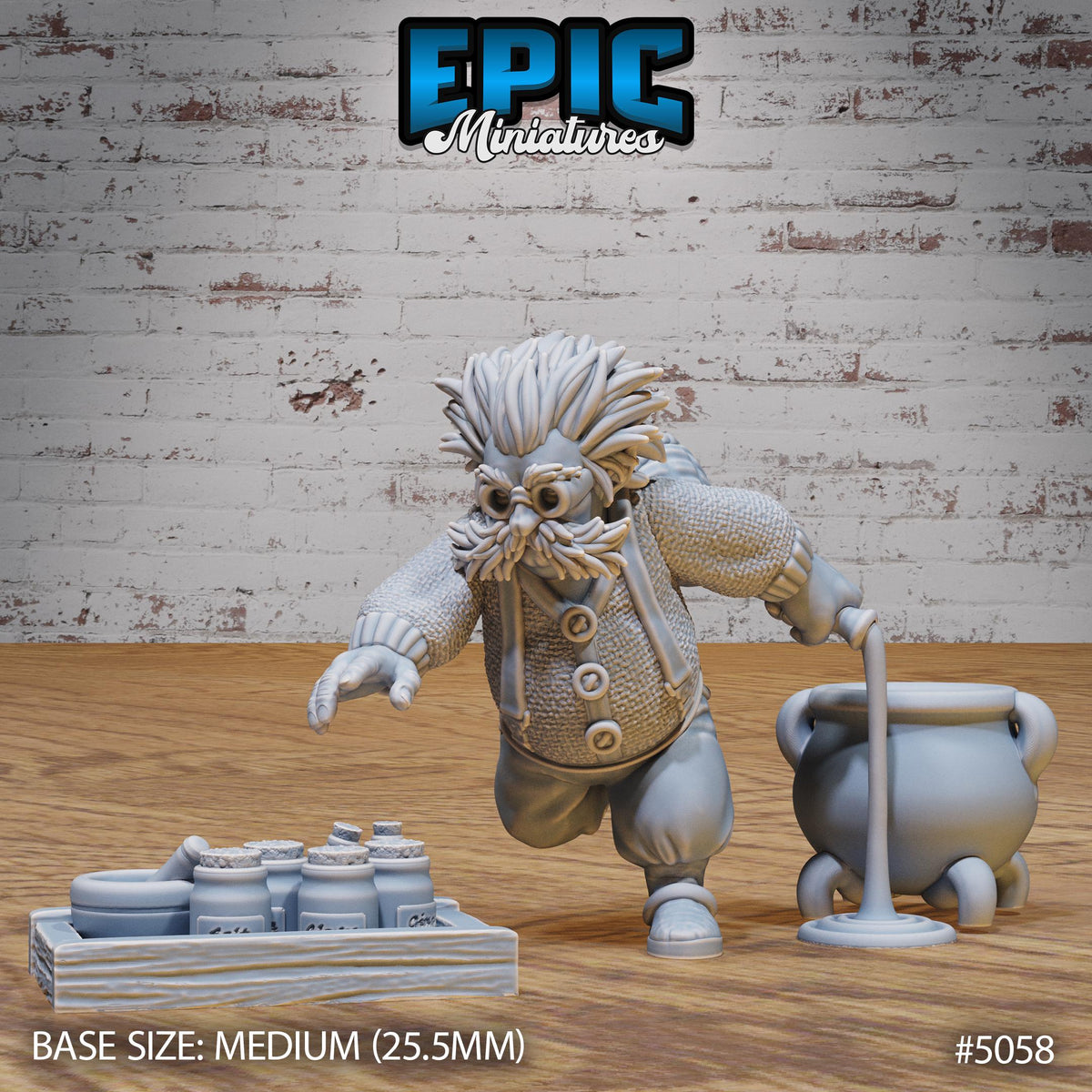 Halfling Villager Set of 8 DND Miniatures Halfling Meadows Hobbit Librarian Baker Traveler Waitress Jeweler Alchemist Sewer Confectioner Option #5058 front DND miniature  16k resin