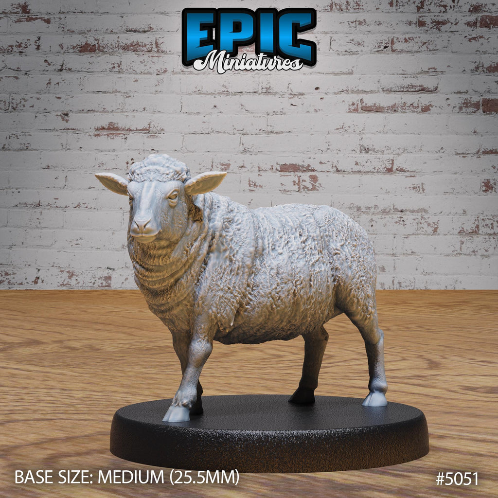 Sheep Option #5051 front DND miniature Halfling Meadows 16k resin