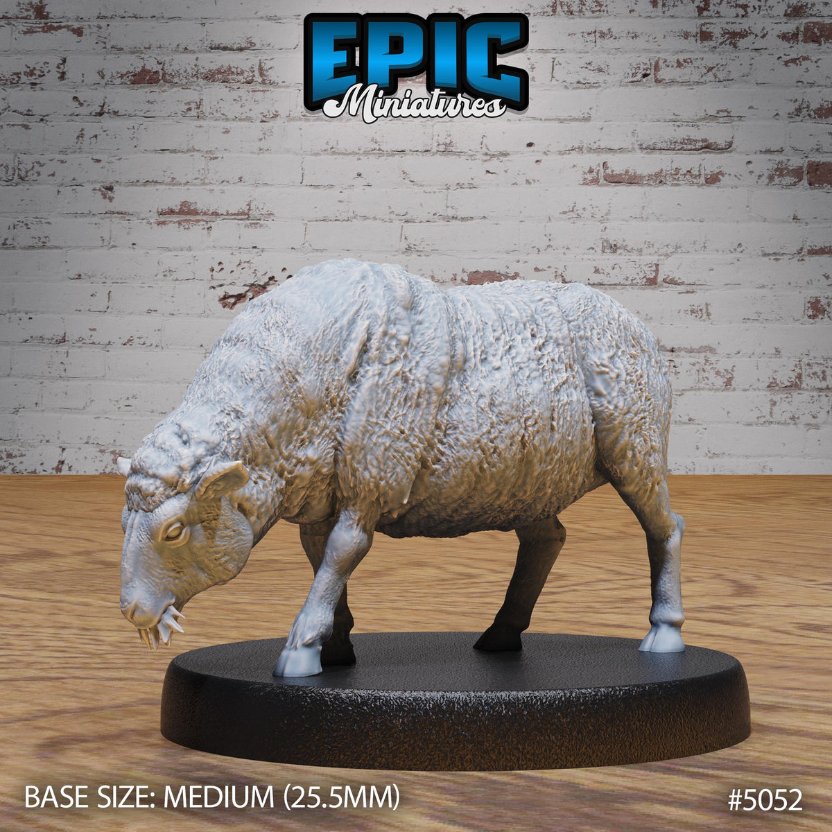 Sheep Option #5052 front DND miniature Halfling Meadows 16k resin