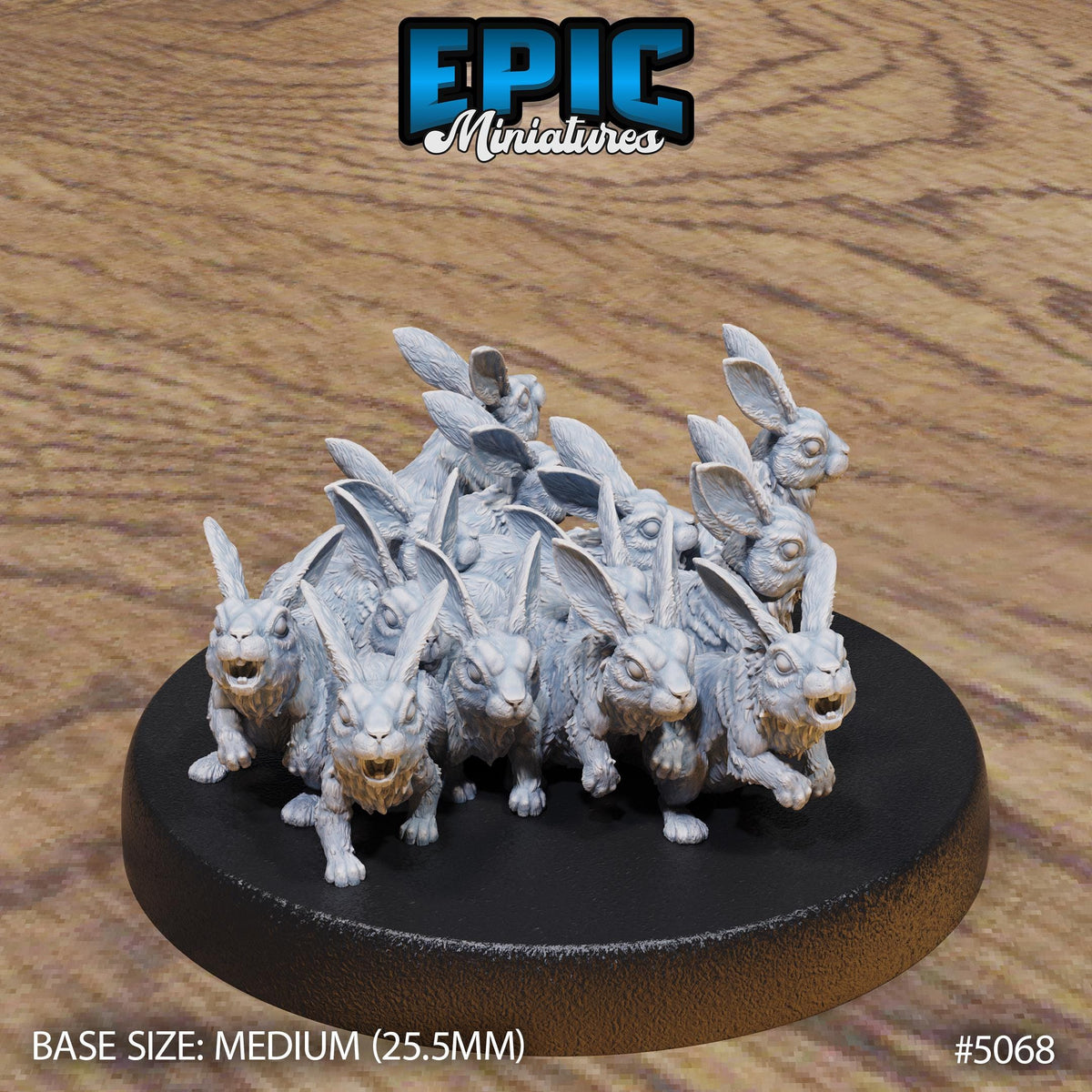 Rabbit Swarm Option #5068 front DND miniature Halfling Meadows 16k resin