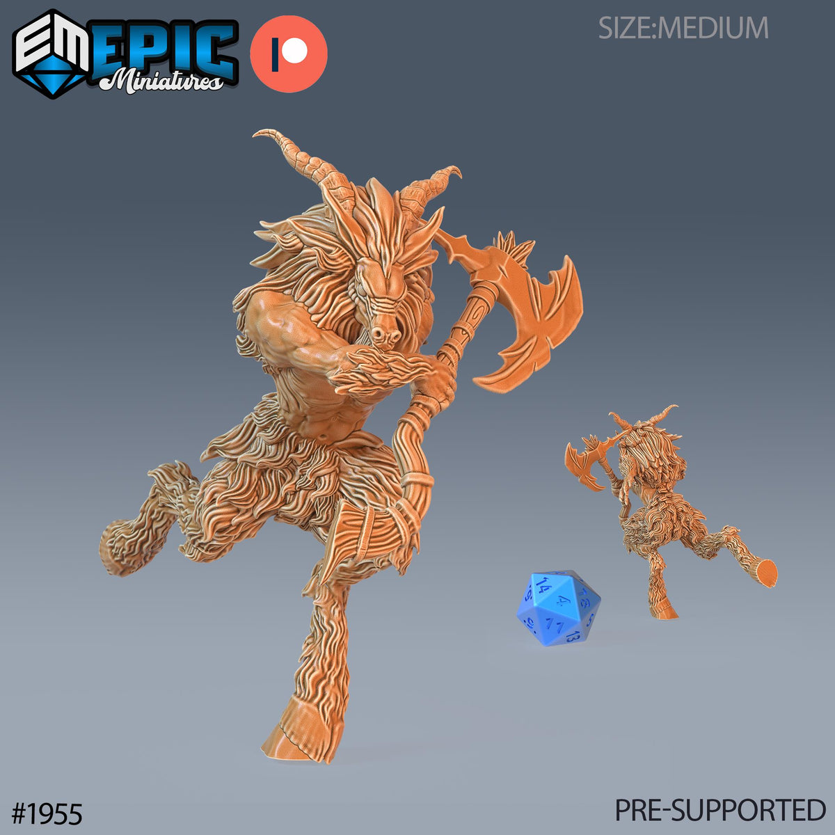Satyr Option #1955 front DND miniature Infested Woodlands 16k resin