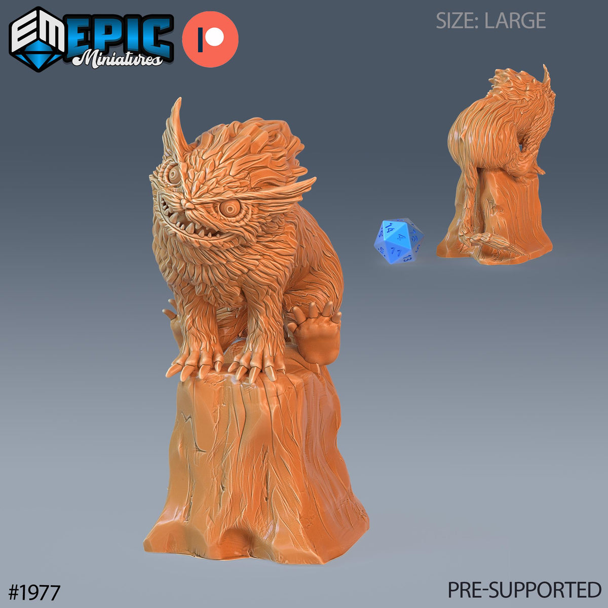 Owlcat Option #1977 front DND miniature Infested Woodlands 16k resin