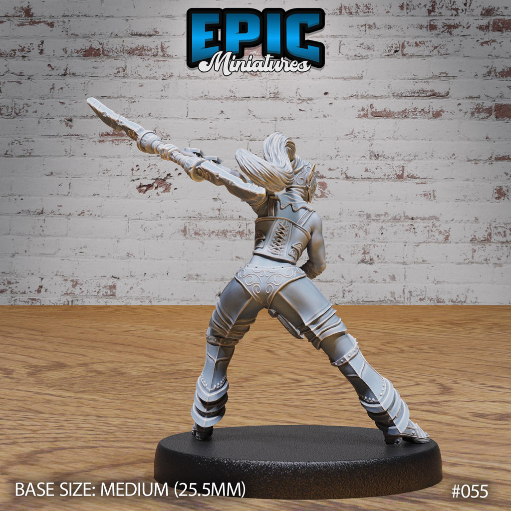 Female Dark Elf Gladiator Option #055 front DND miniature Dark Elf Army Pack 16k resin