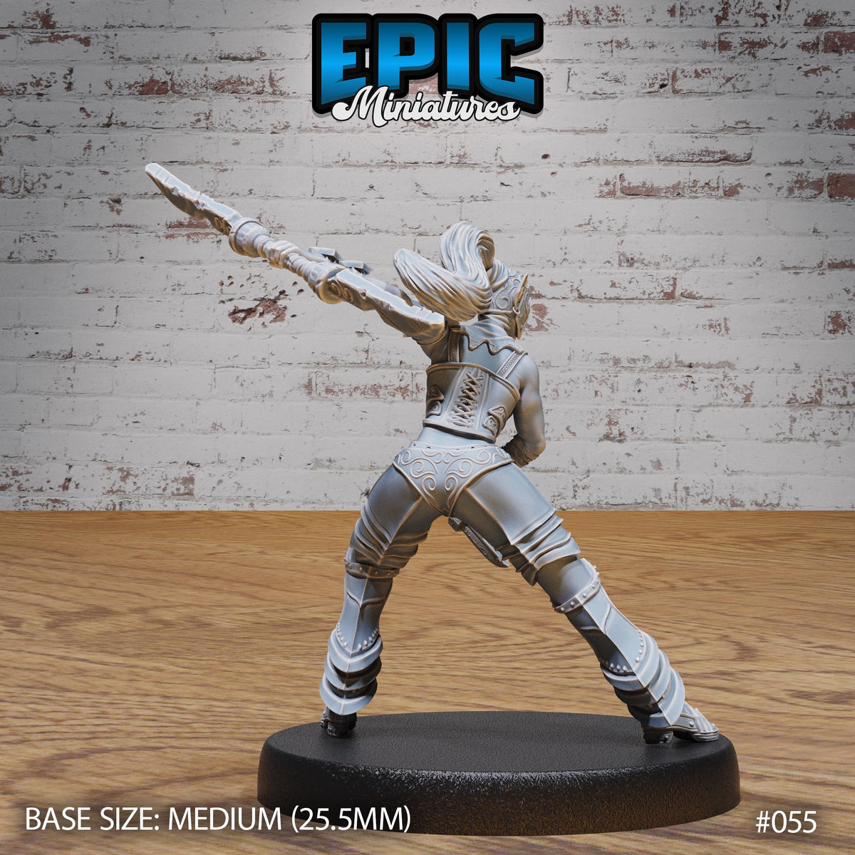 Female Dark Elf Gladiator Option #055 front DND miniature Dark Elf Army Pack 16k resin