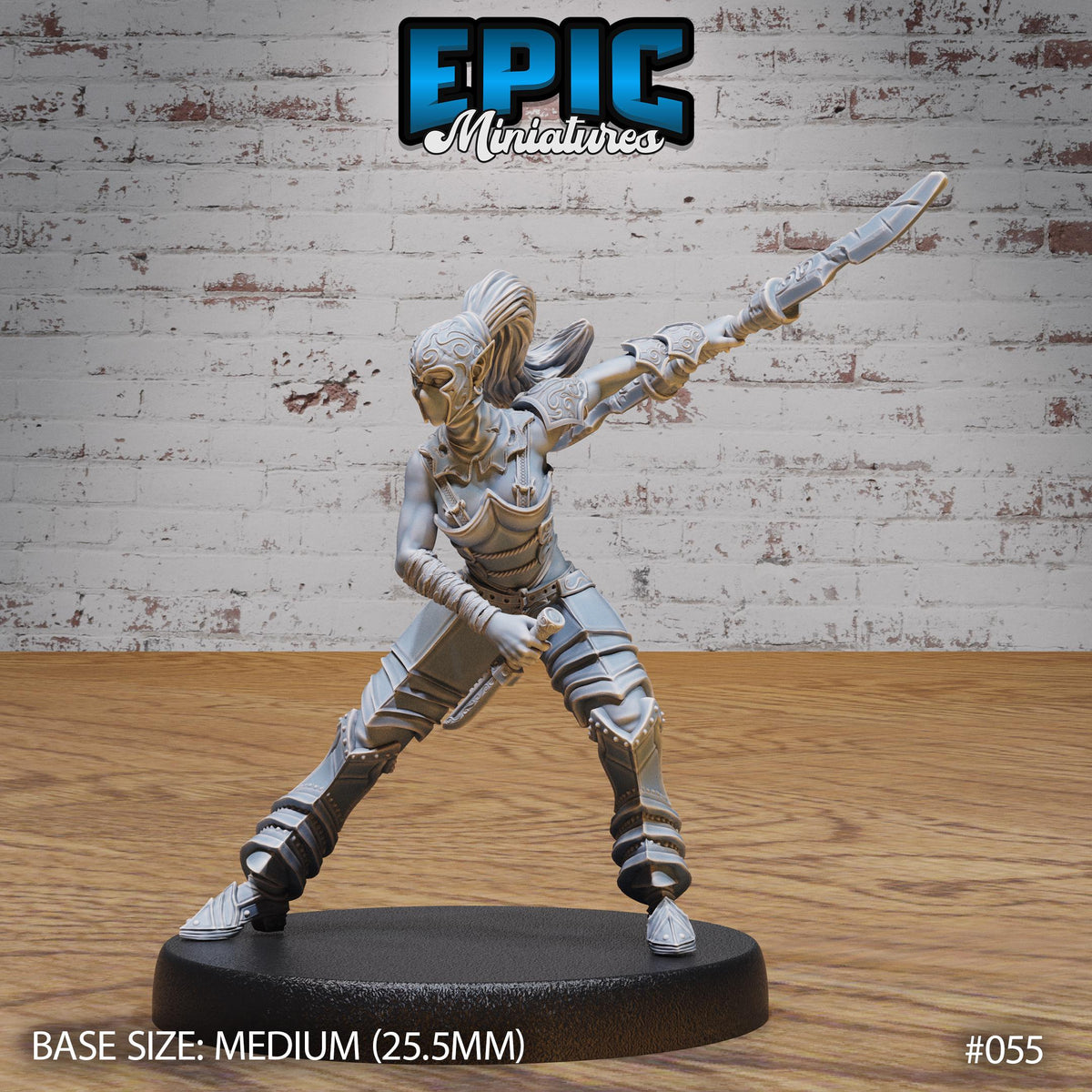 Female Dark Elf Gladiator Option #054 front DND miniature Dark Elf Army Pack 16k resin