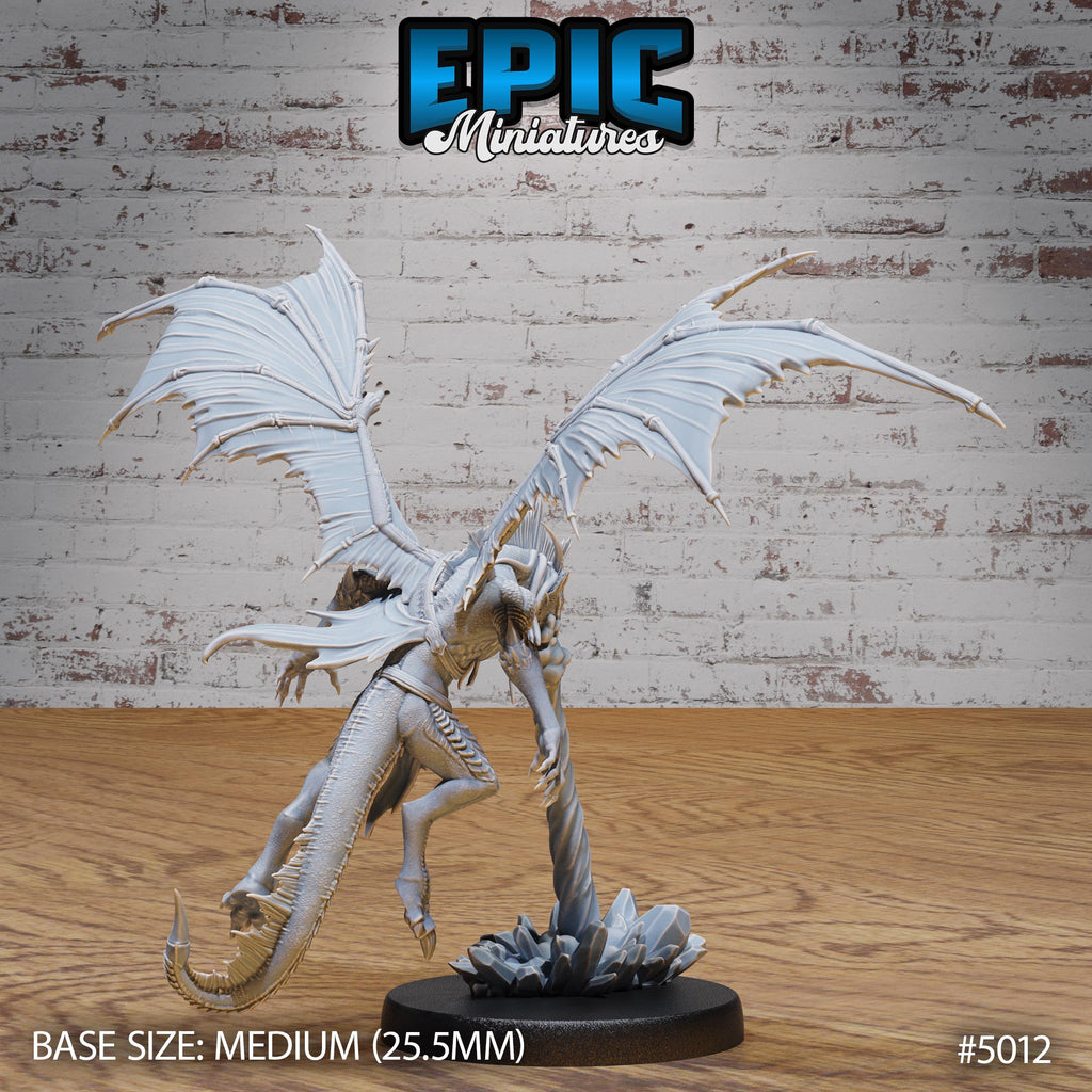Draconic Demon Silver Option #5012 back DND miniature Hells Wrath 16k resin