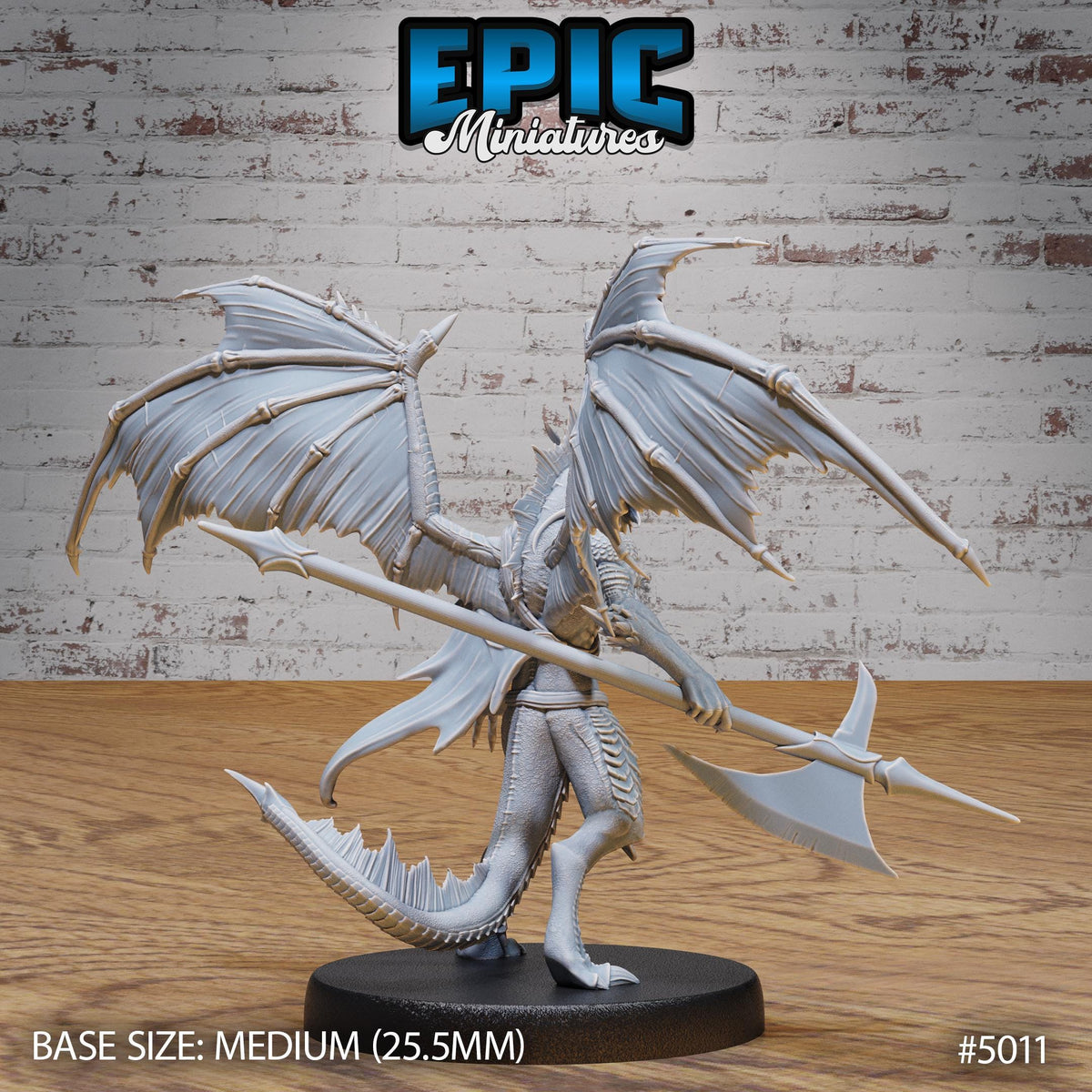 Draconic Demon Silver Option #5011 back DND miniature Hells Wrath 16k resin