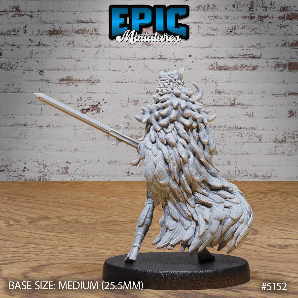 Boar Coat Warrior Lady Option #5152 back DND miniature Northern Tales 16k resin