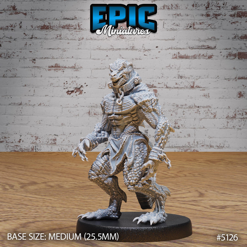 Lizardfolk Slave Option #5126 front DND miniature Prison Break 16k resin
