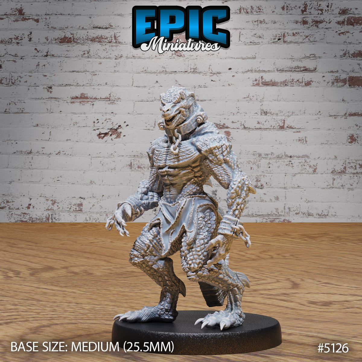 Lizardfolk Slave Option #5126 front DND miniature Prison Break 16k resin