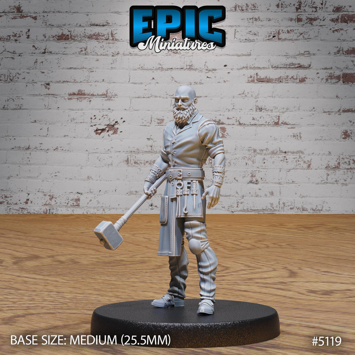 Imprisoned Blacksmith Option #5119 front DND miniature Prison Break 16k resin