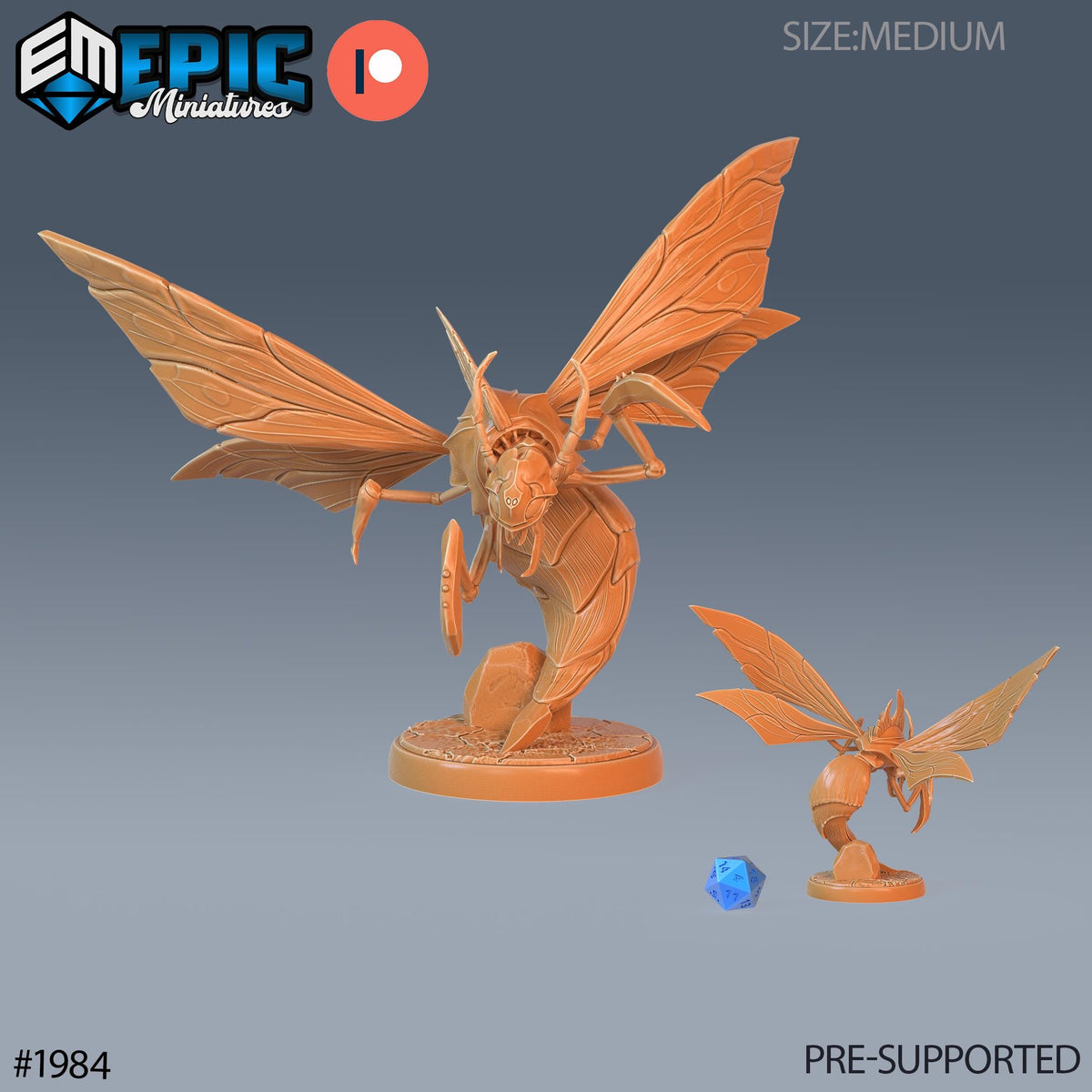Giant Wasp Option #1984 front DND miniature Infested Woodlands 16k resin