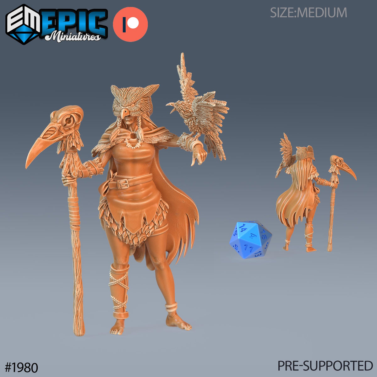 Owlbear Druid Option #1980 front DND miniature Infested Woodlands 16k resin