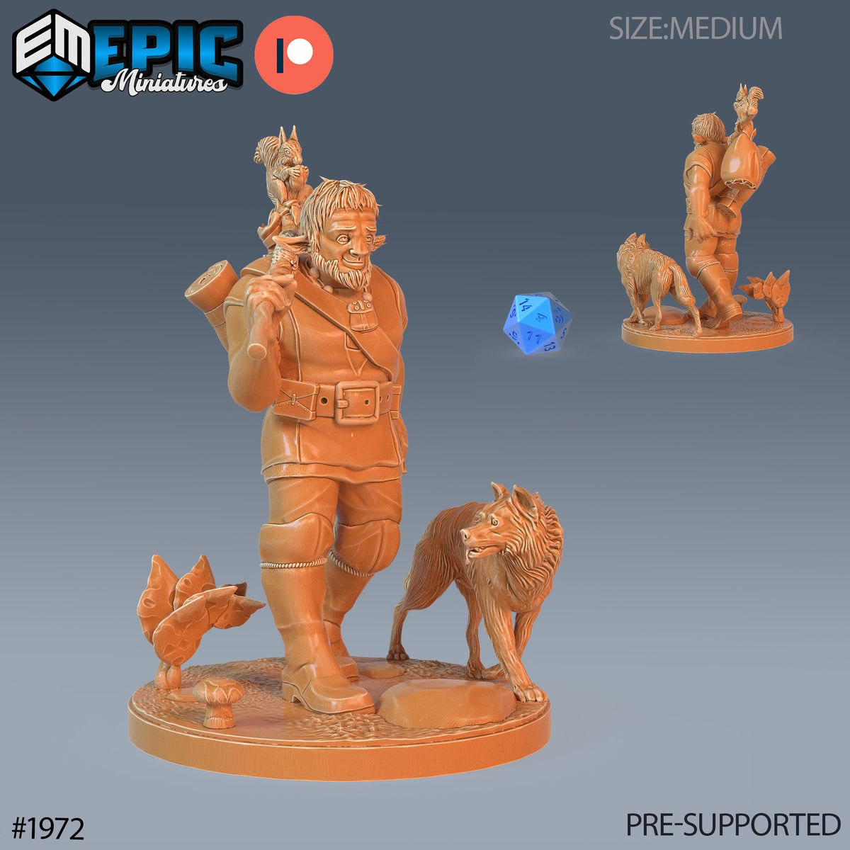 Firbolg Druid Option #1972 front DND miniature Infested Woodlands 16k resin