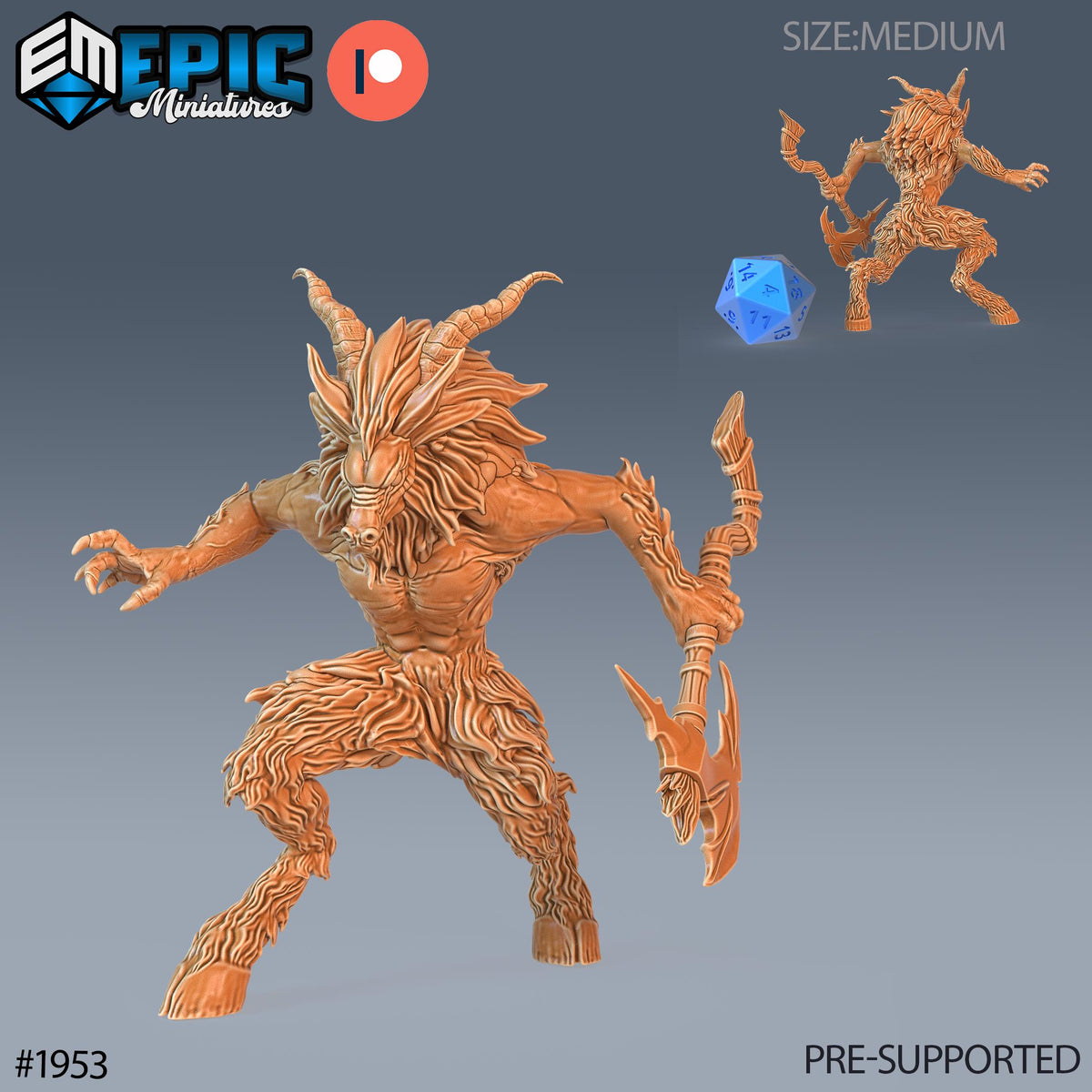 Satyr Option #1953 front DND miniature Infested Woodlands 16k resin