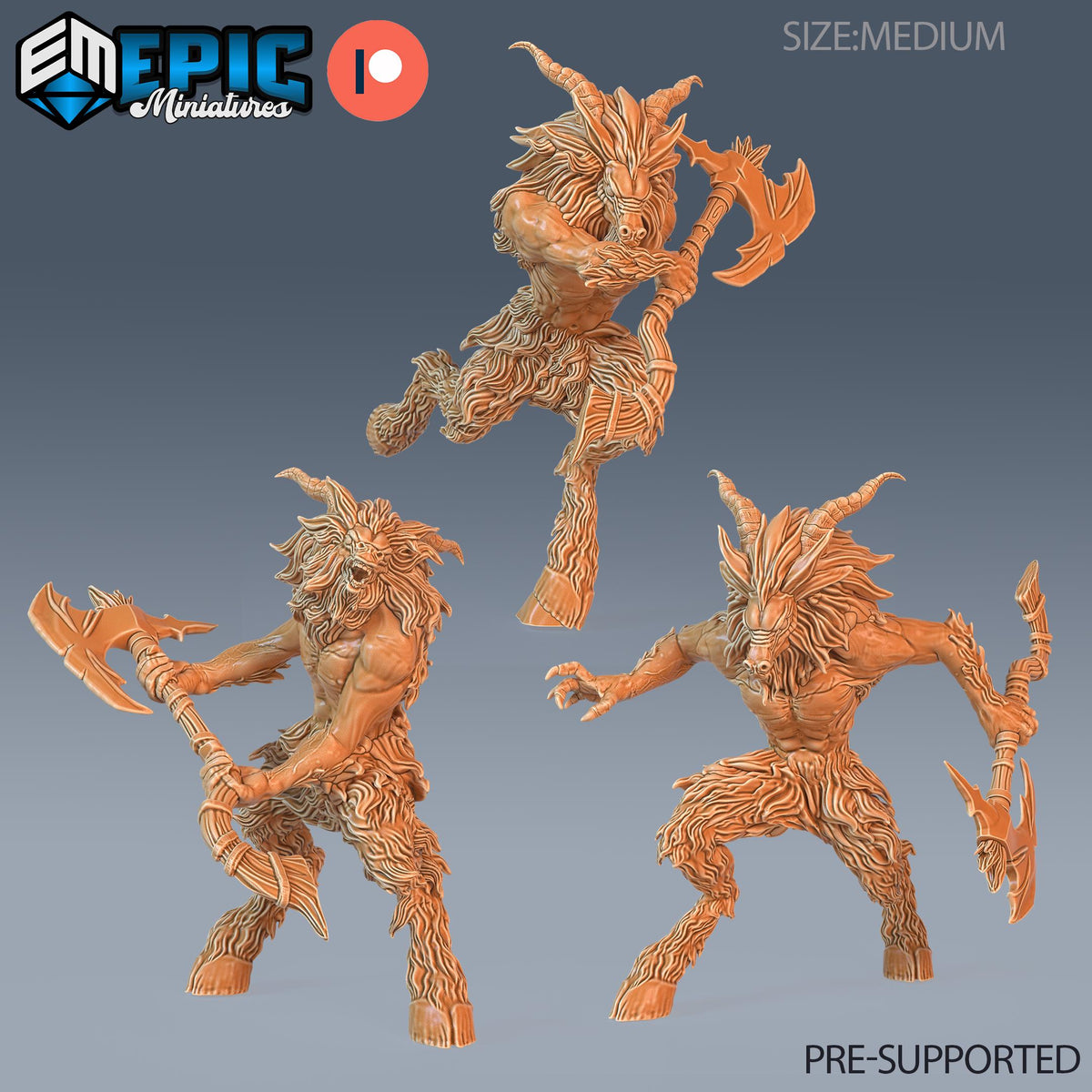 Satyr Set of 3 DND miniatures group photo Infested Woodlands