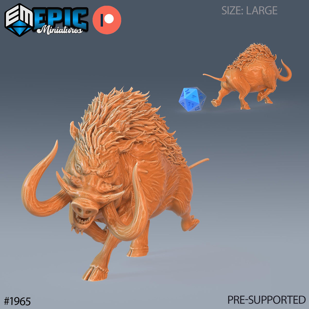 Forest Boar Pig Option #1965 front DND miniature Infested Woodlands 16k resin