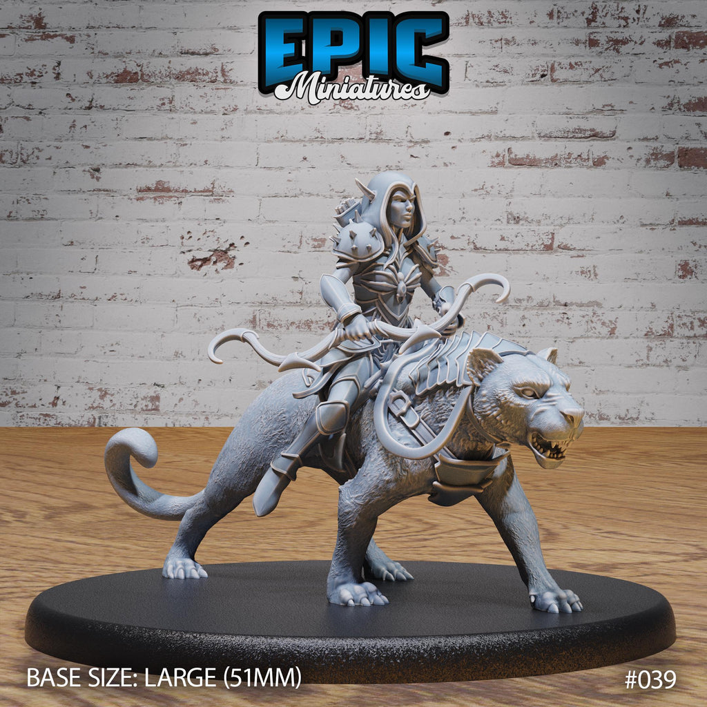 Dark Elf Riders and Mounts Spider Panther Raptor Option #039 front DND miniature Dark Elf Army 16k resin