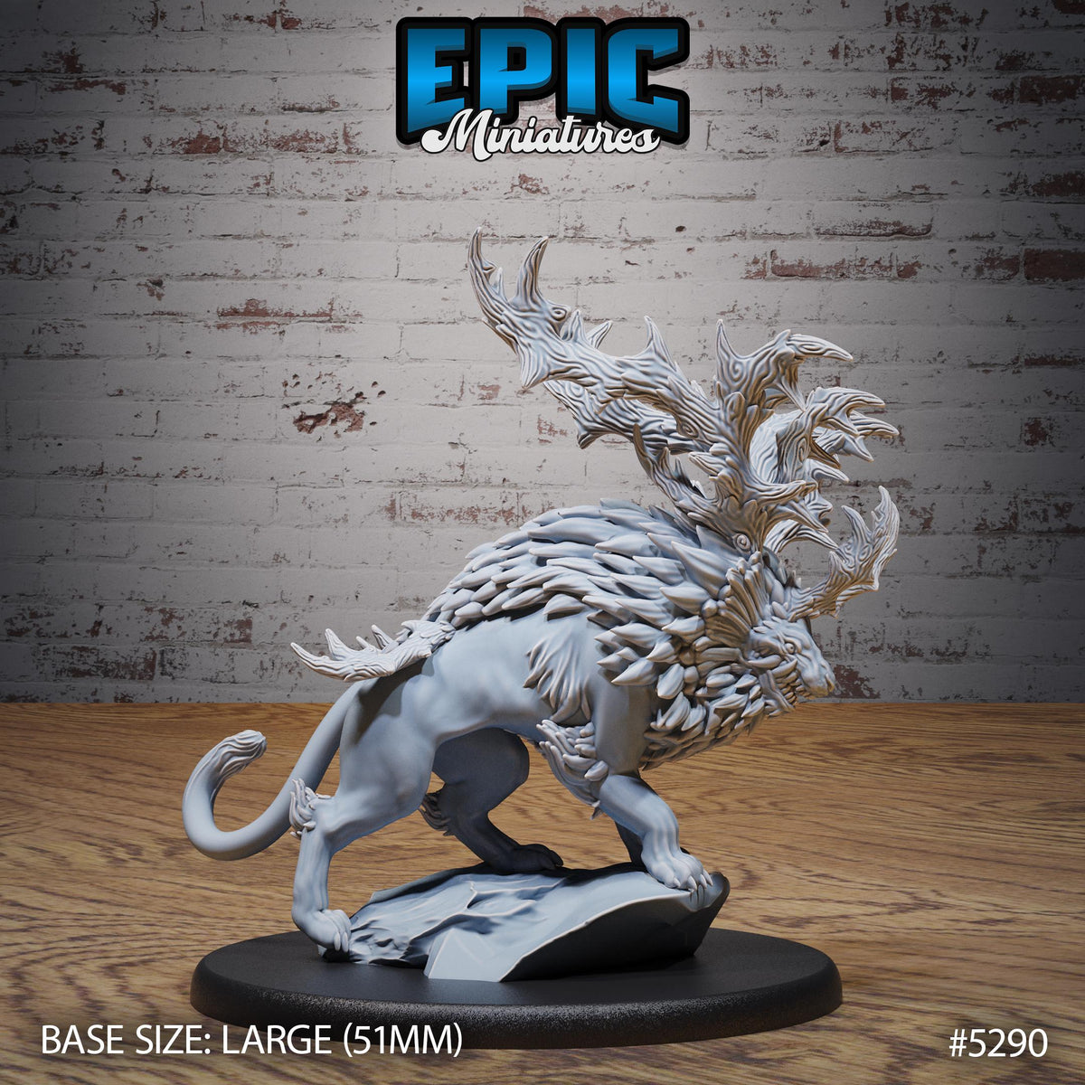 Horned Forest Beast Option #5290 front DND miniature Ancient Nature 16k resin
