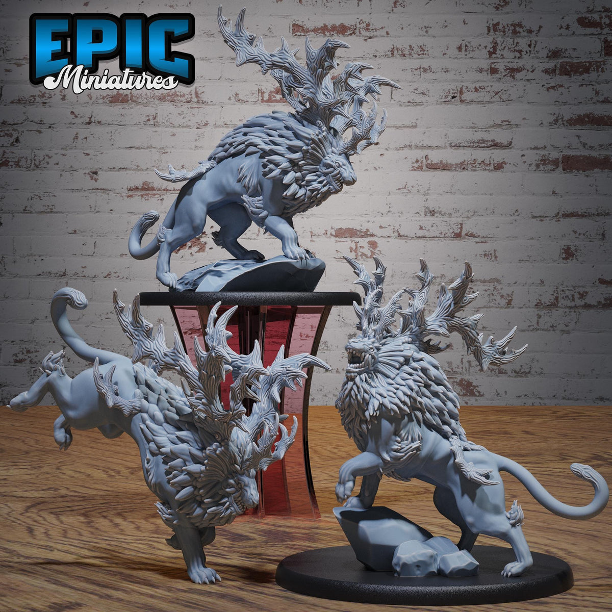 Horned Forest Beast Set of 3 DND miniatures group photo Ancient Nature