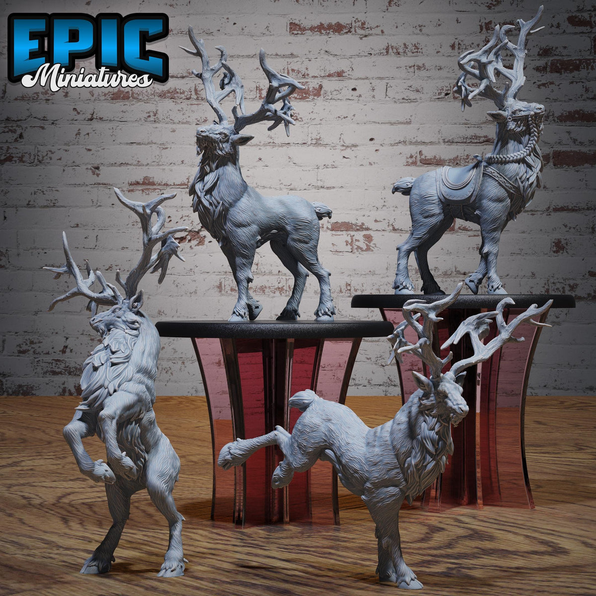 Deer King Set of 4 DND miniatures group photo Ancient Nature