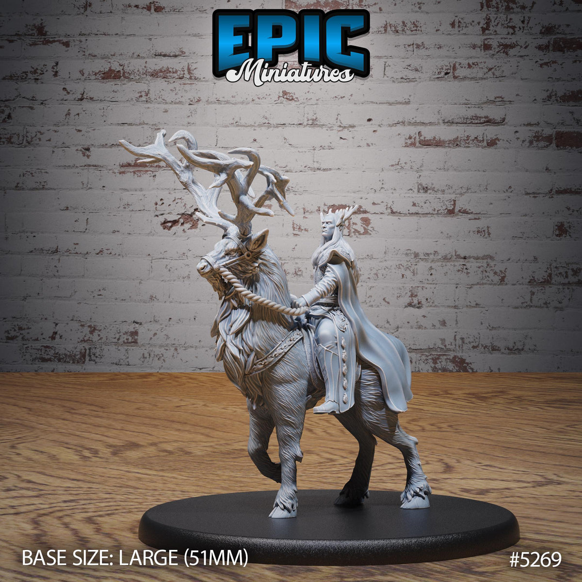 High Elf and Deer King Option #5269 front DND miniature Ancient Nature 16k resin