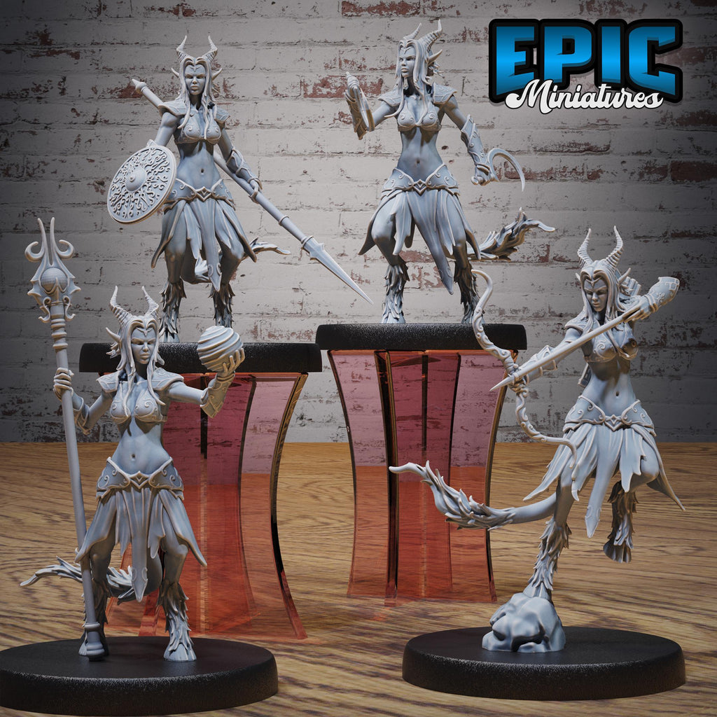 Satyr Tiefling Female Set of 4 DND miniatures group photo Ancient Nature