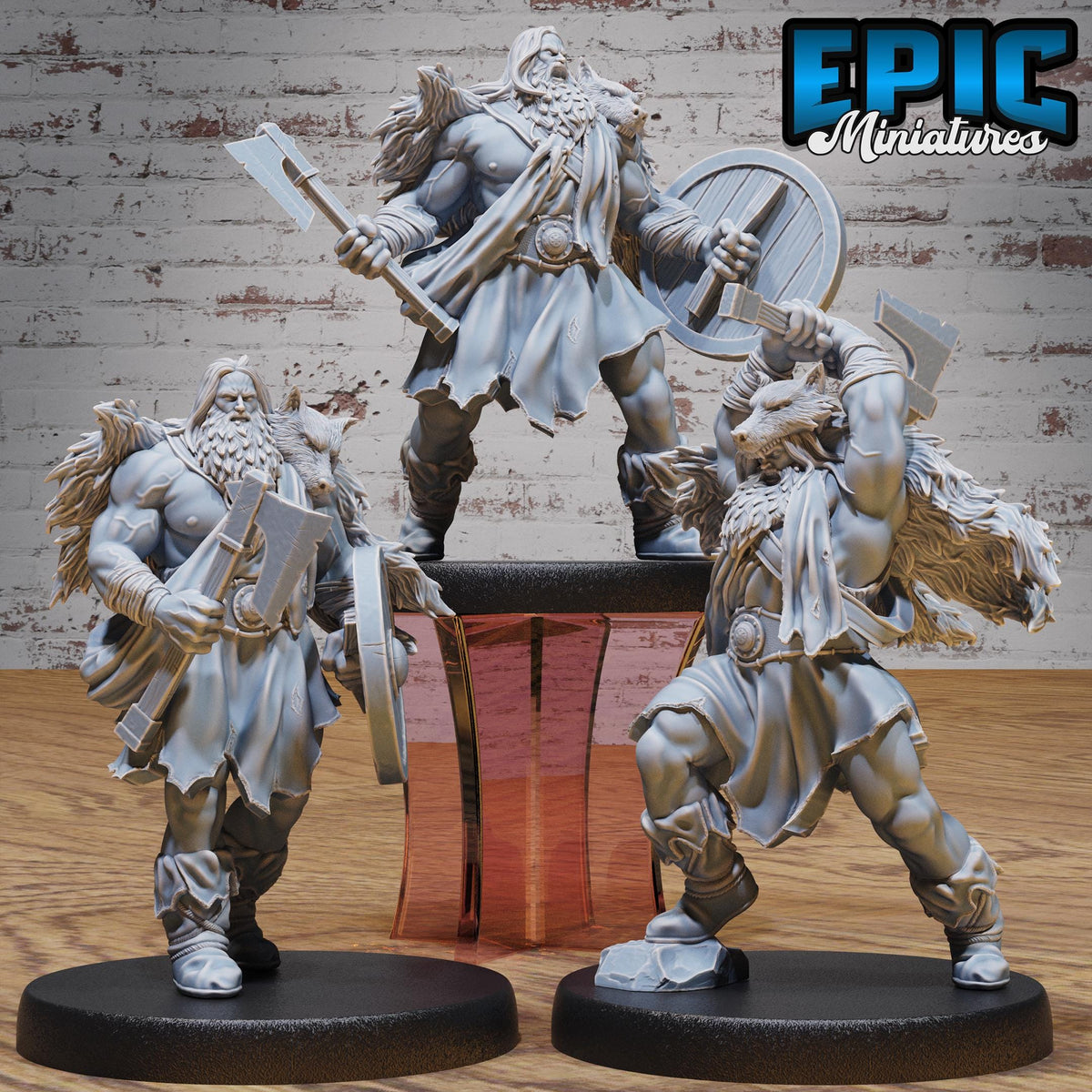 Berserker Viking Set of 3 DND Minis | Northern Tales Collection | TTRPG | Frostmaiden Balinok Barbarian Norse Nordic Frostgrave Tundra DND miniatures group photo