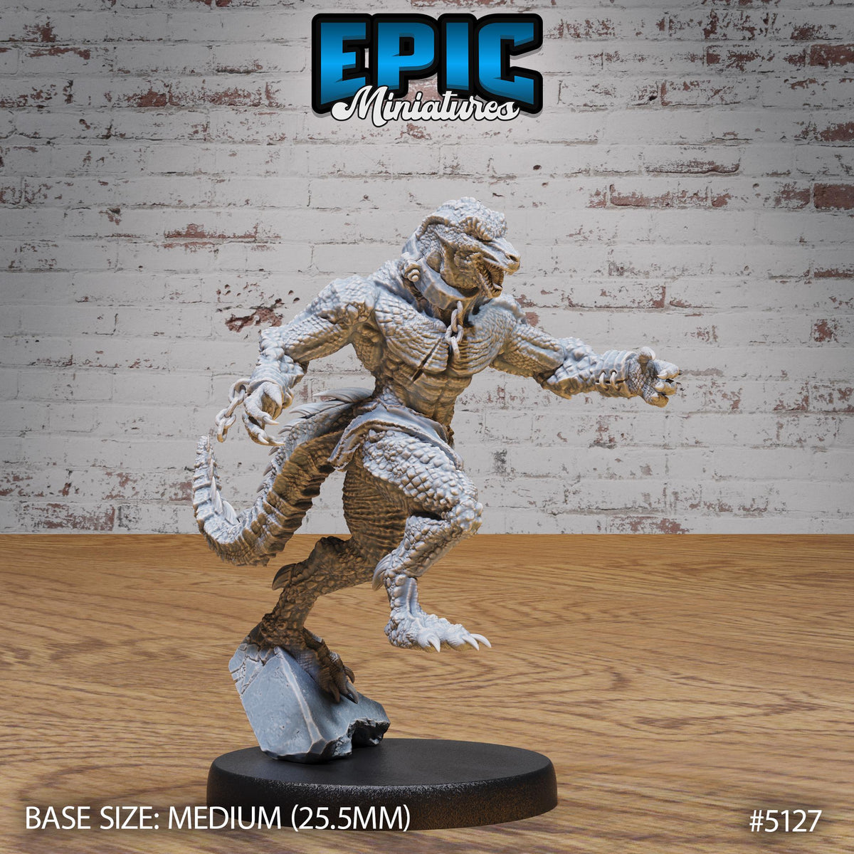 Lizardfolk Slave Option #5127 front DND miniature Prison Break 16k resin