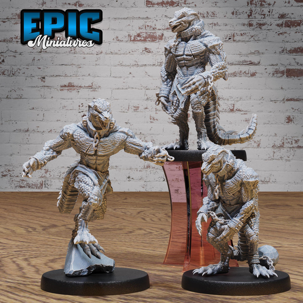 Lizardfolk Slave Set of 3 DND miniatures group photo Prison Break