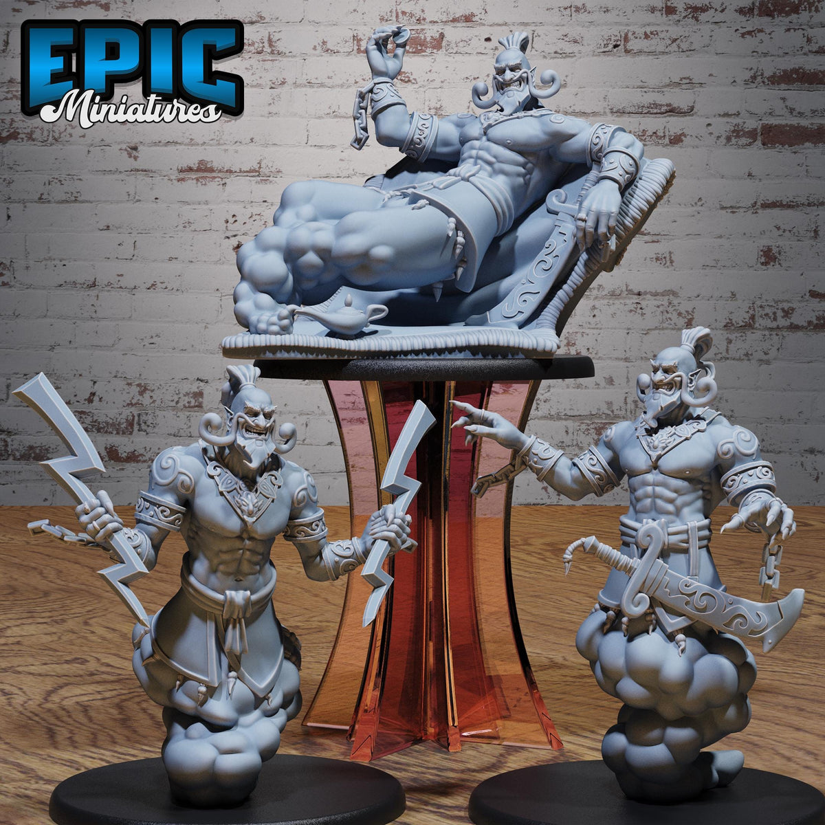 Grinning Djinn Set of 3 DND miniatures group photo Oriental Fortress