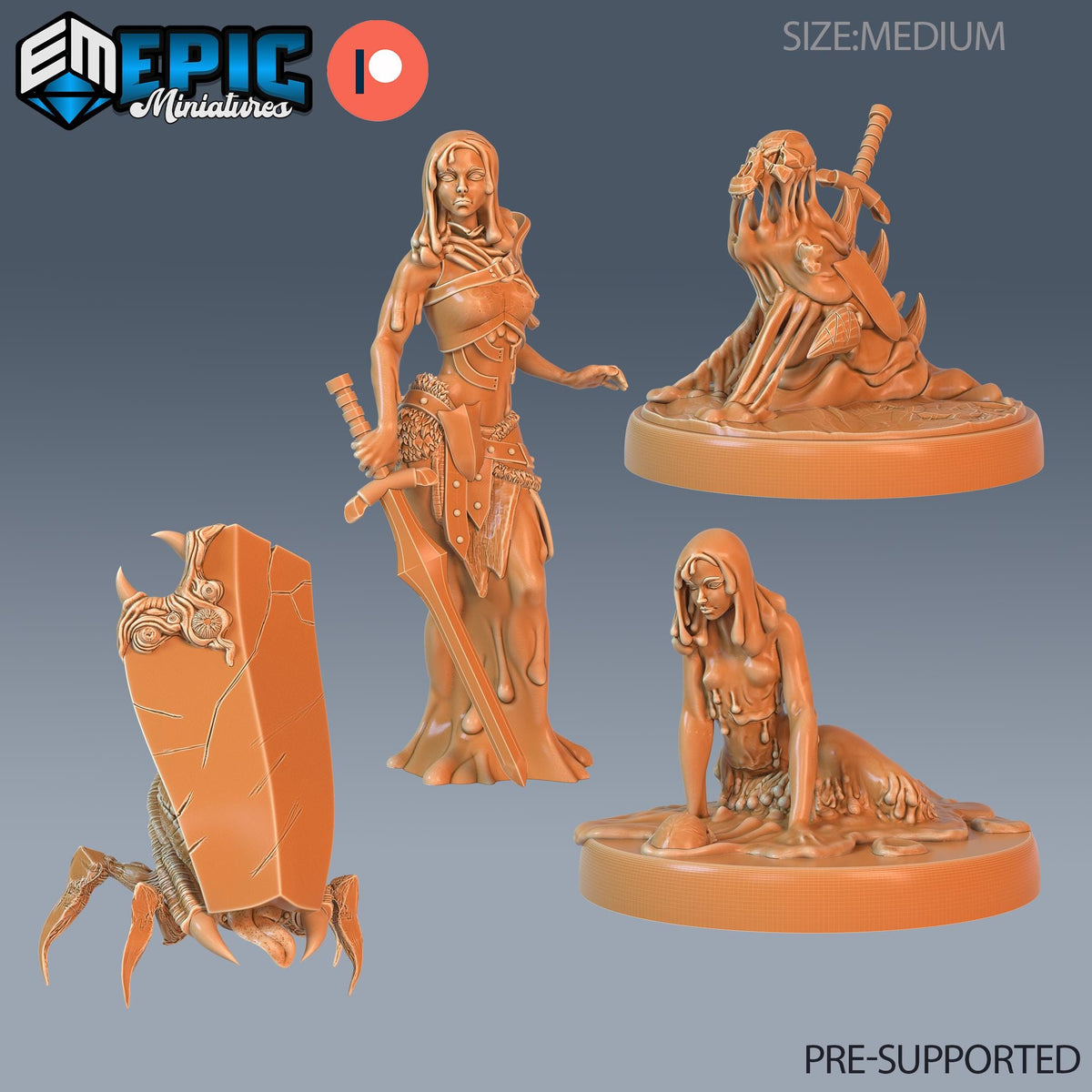 Slime Heroine Set of 4 DND miniatures group photo Cruel Marshes