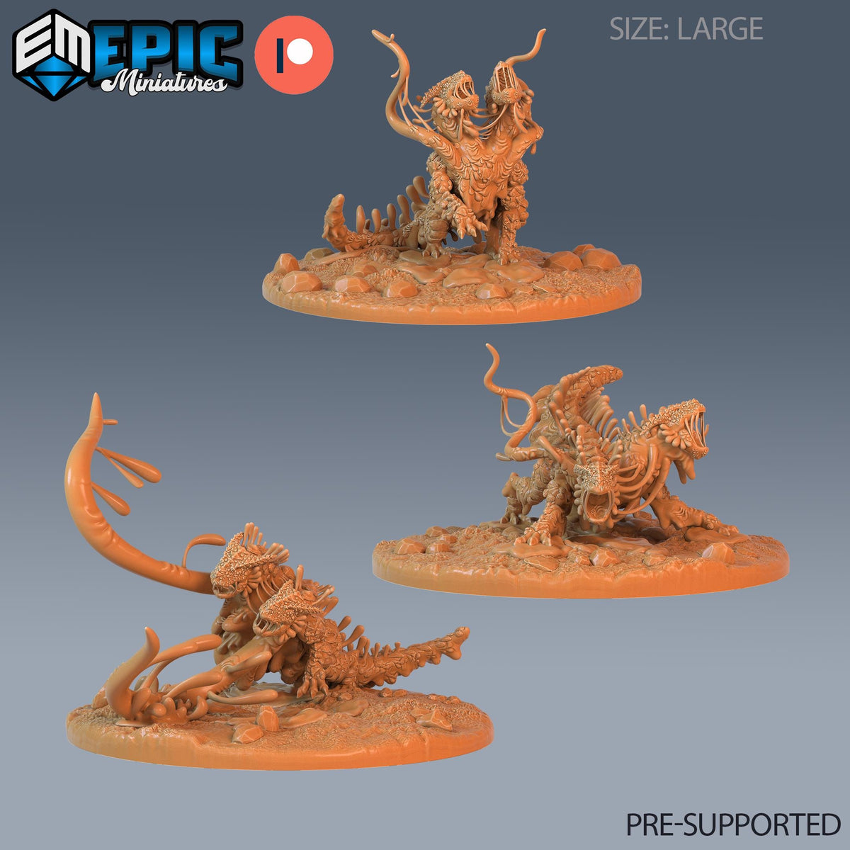 Ooze Beast Set of 3 DND miniatures group photo Cruel Marshes