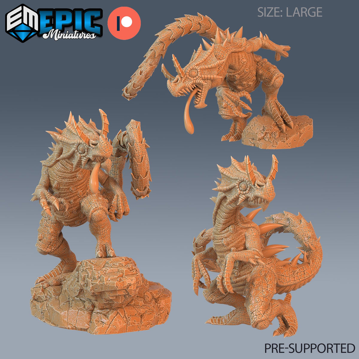 Chameleon Raptor Set of 3 DND miniatures group photo Cruel Marshes