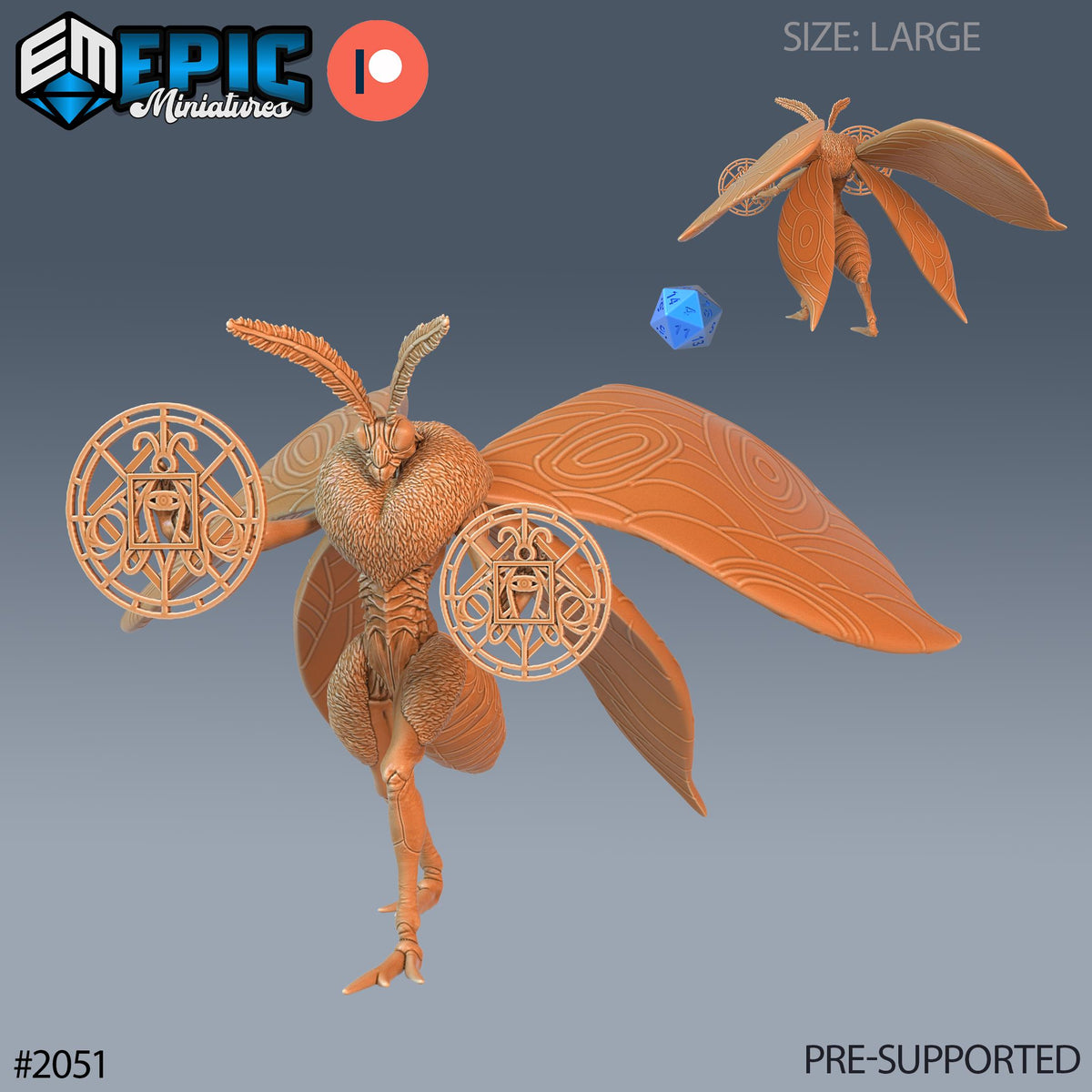 Moth Queen Option #2051 front DND miniature Cruel Marshes 16k resin