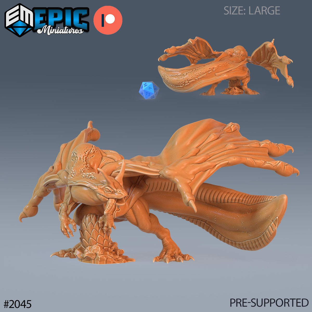 Frog Dragon Option #2045 front DND miniature Cruel Marshes 16k resin